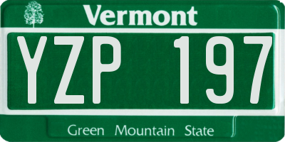 VT license plate YZP197