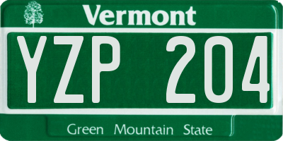 VT license plate YZP204