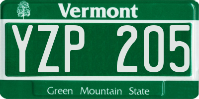VT license plate YZP205