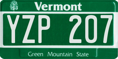 VT license plate YZP207