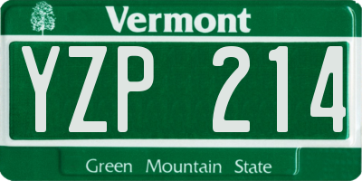 VT license plate YZP214