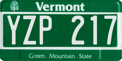 VT license plate YZP217