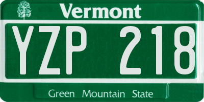 VT license plate YZP218