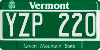 VT license plate YZP220
