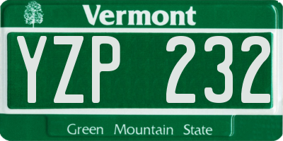 VT license plate YZP232