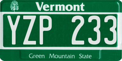 VT license plate YZP233