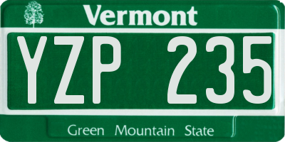 VT license plate YZP235
