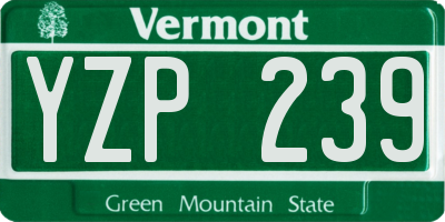 VT license plate YZP239