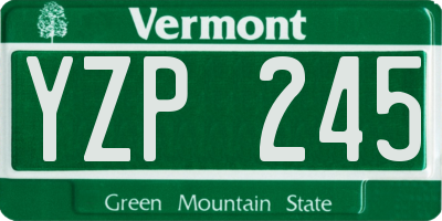 VT license plate YZP245