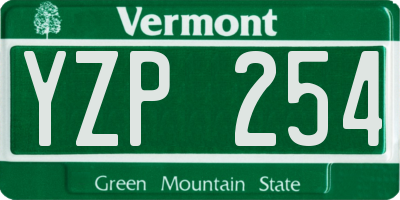 VT license plate YZP254