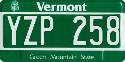 VT license plate YZP258