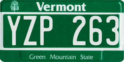 VT license plate YZP263