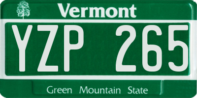 VT license plate YZP265