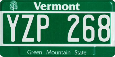 VT license plate YZP268