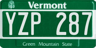 VT license plate YZP287