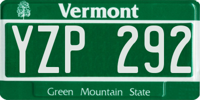 VT license plate YZP292