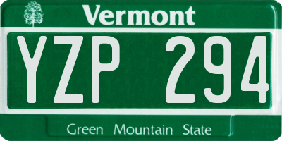VT license plate YZP294