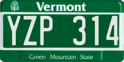 VT license plate YZP314