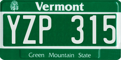 VT license plate YZP315