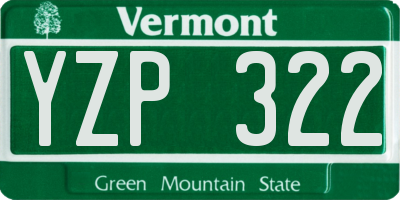 VT license plate YZP322