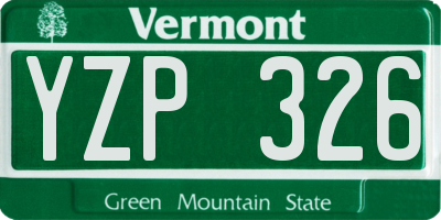 VT license plate YZP326