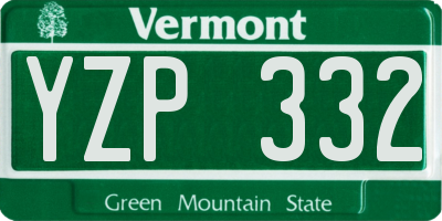 VT license plate YZP332
