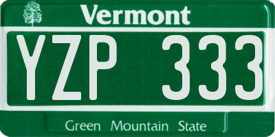 VT license plate YZP333
