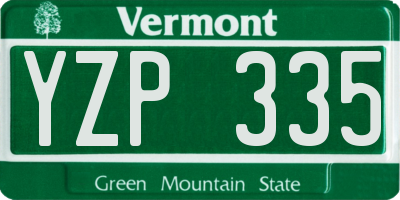 VT license plate YZP335