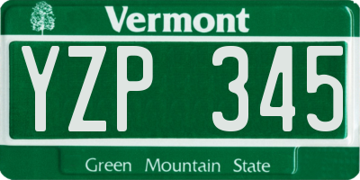 VT license plate YZP345