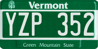 VT license plate YZP352