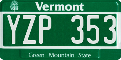 VT license plate YZP353