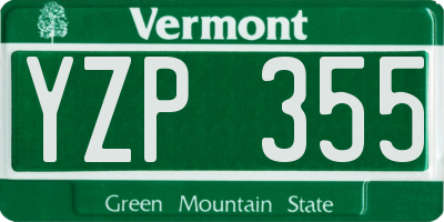 VT license plate YZP355