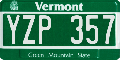 VT license plate YZP357