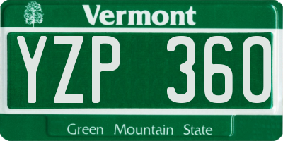 VT license plate YZP360