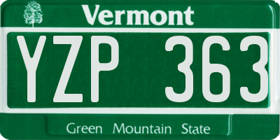 VT license plate YZP363