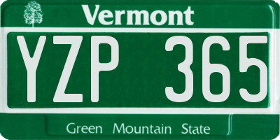 VT license plate YZP365