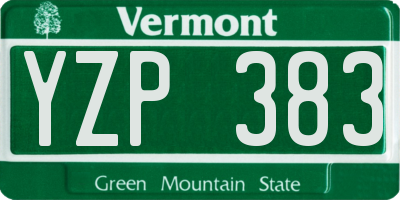 VT license plate YZP383