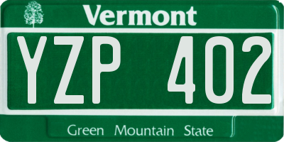 VT license plate YZP402