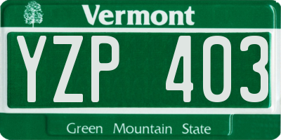 VT license plate YZP403