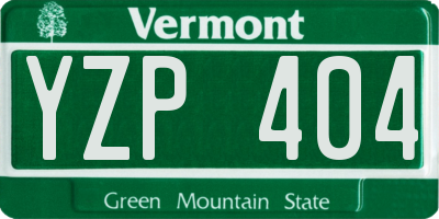 VT license plate YZP404