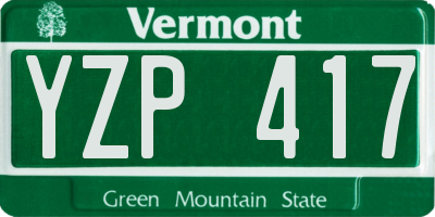 VT license plate YZP417