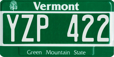 VT license plate YZP422