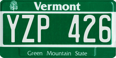 VT license plate YZP426