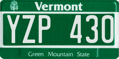VT license plate YZP430