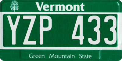 VT license plate YZP433