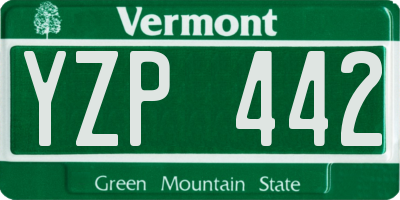 VT license plate YZP442