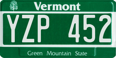 VT license plate YZP452