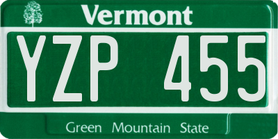 VT license plate YZP455