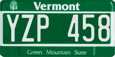 VT license plate YZP458