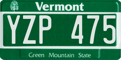VT license plate YZP475